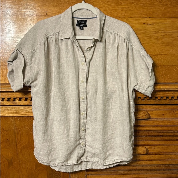 J.Crew Baird McNutt Irish Linen Relaxed Button Up Short Sleeve Camp Shirt Size S - Picture 1 of 8
